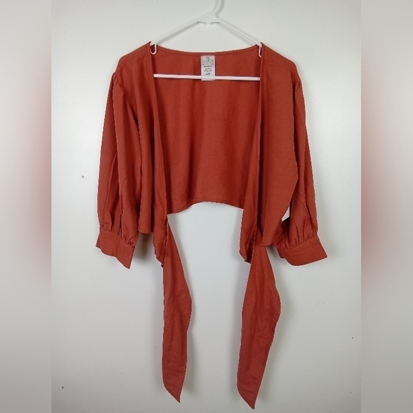 Helen Owen Rust Linen Blend Cropped Top | XS - Picture 2 of 7